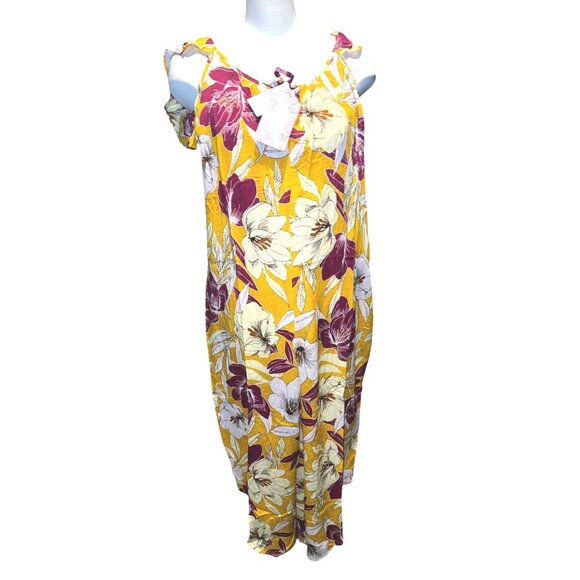 Band of the Free NWT Euphoria Gold Floral Wide Leg Jumpsuit Sz Small Womens Yell - Picture 6 of 14
